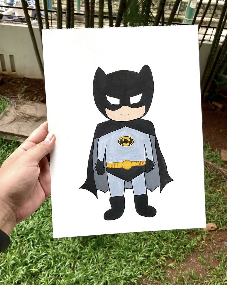 Kid Batman-Inspired 8x12 Watercolour Painting β handmade product view 1