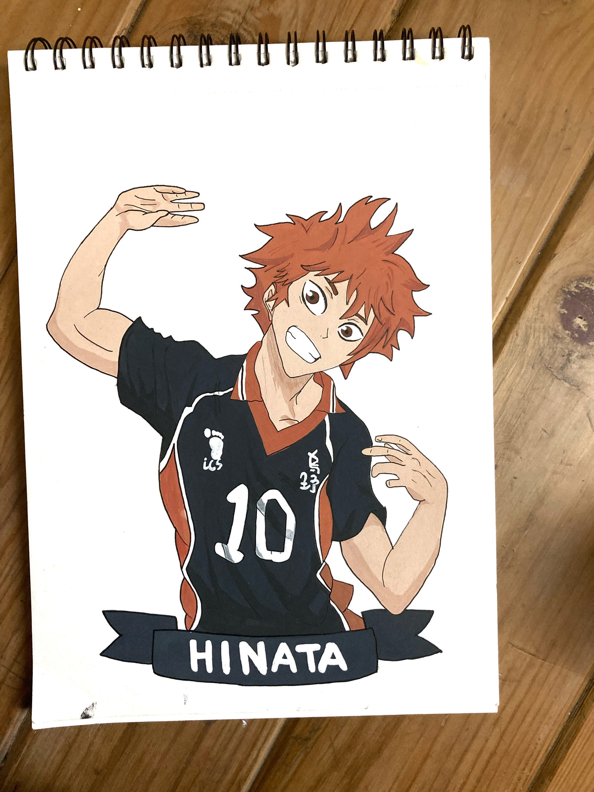 Hinata Shoyo-Inspired 8x12 Watercolour Painting – handmade product view 1