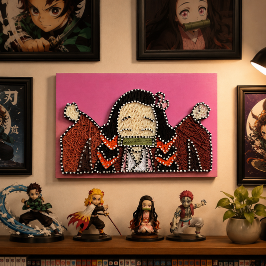 Nezuko String Art – Handmade Anime Wall Decor – handmade product view 1