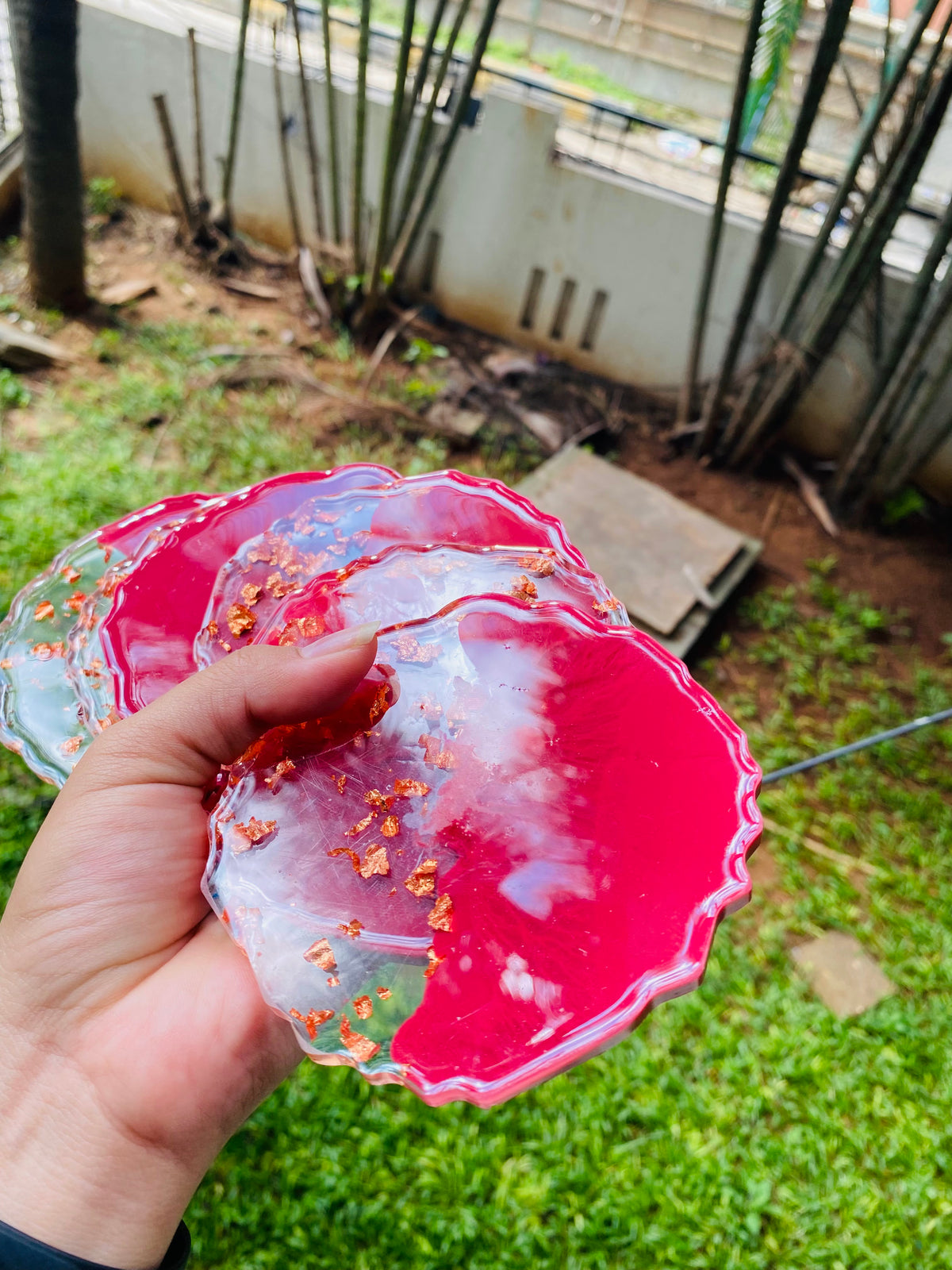 Red Ombre Coasters - Set of 6 – handmade product view 3