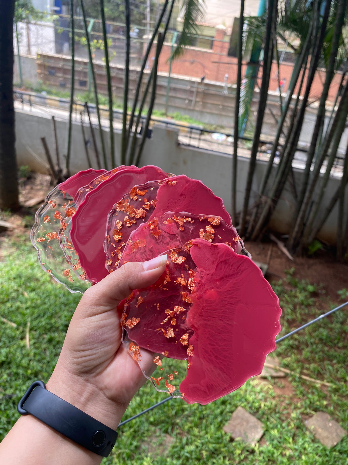 Red Ombre Coasters - Set of 6 – handmade product view 2