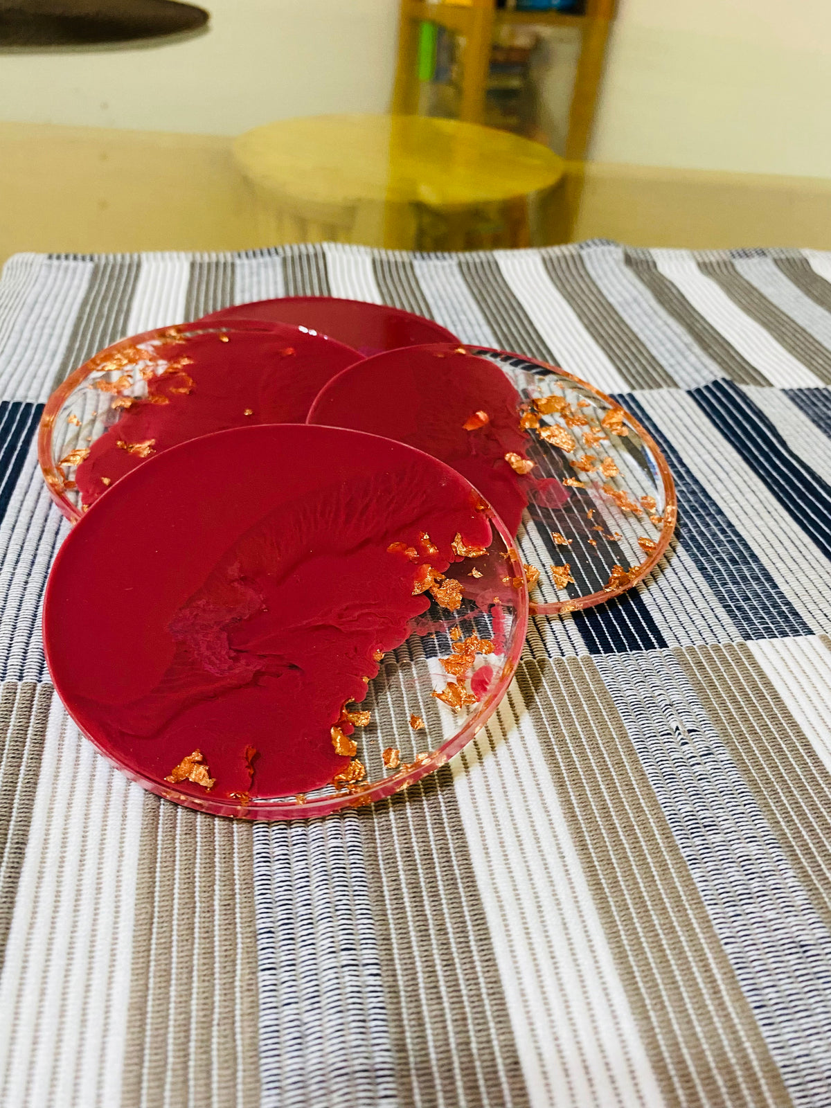Red Ombre Coasters - Set of 6 – handmade product view 4