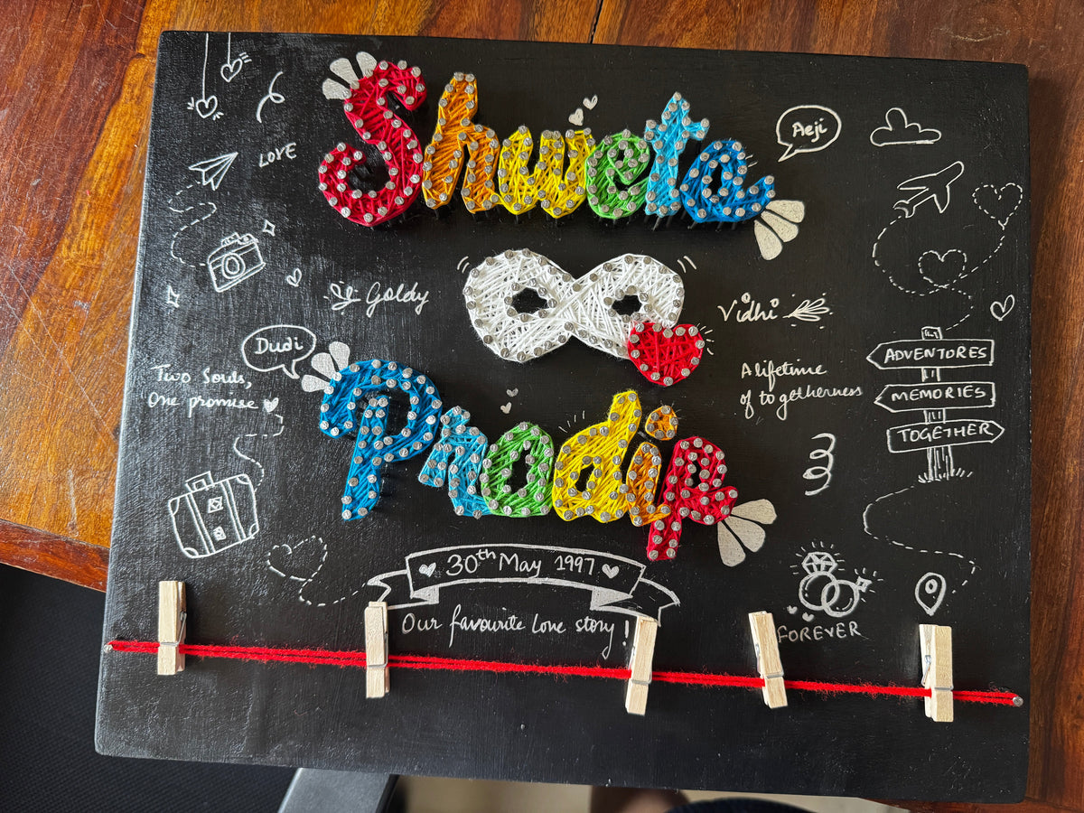 Custom Name String Art with Photo Hooks – handmade product view 1