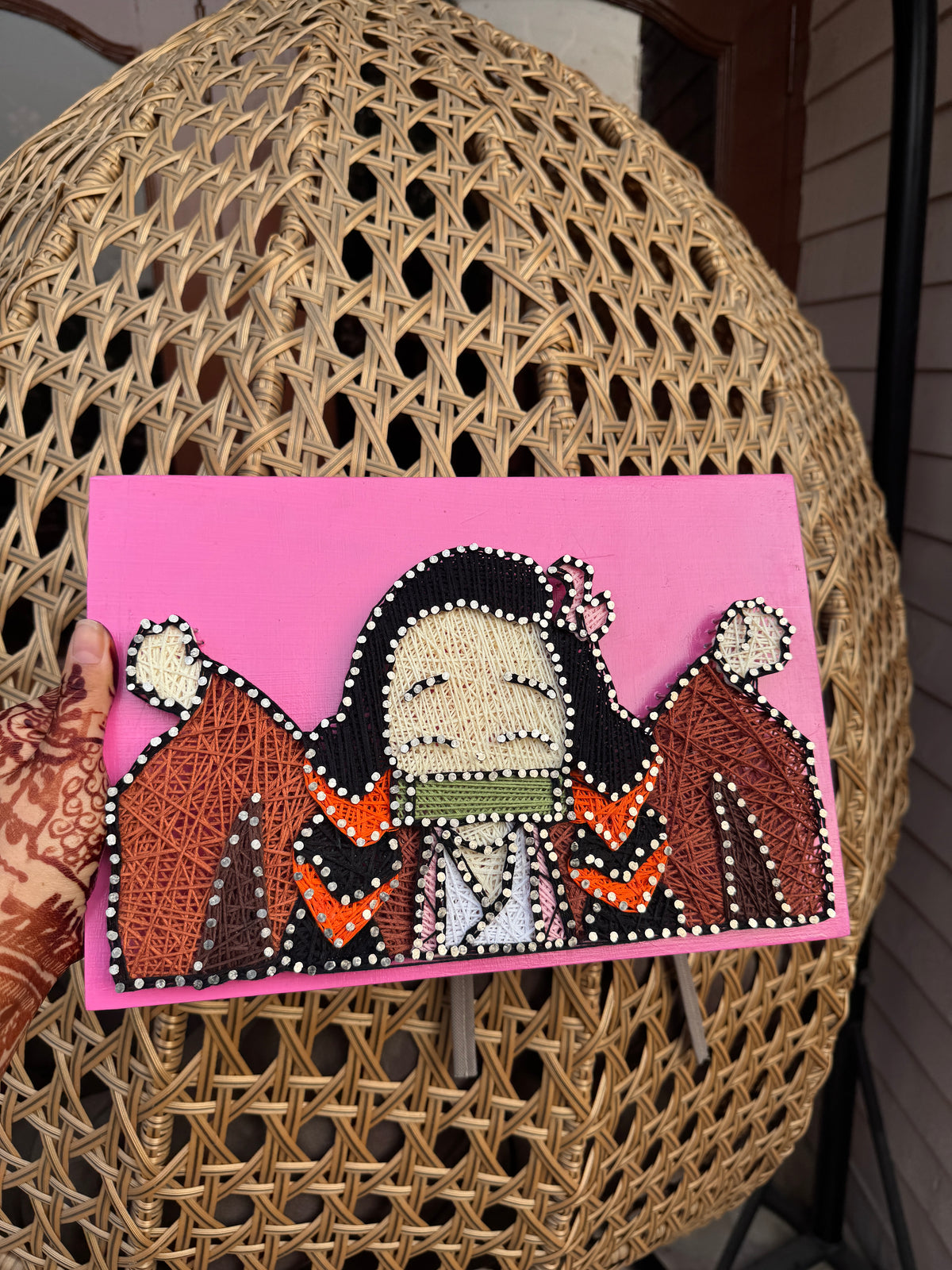 Nezuko String Art – Handmade Anime Wall Decor – handmade product view 5