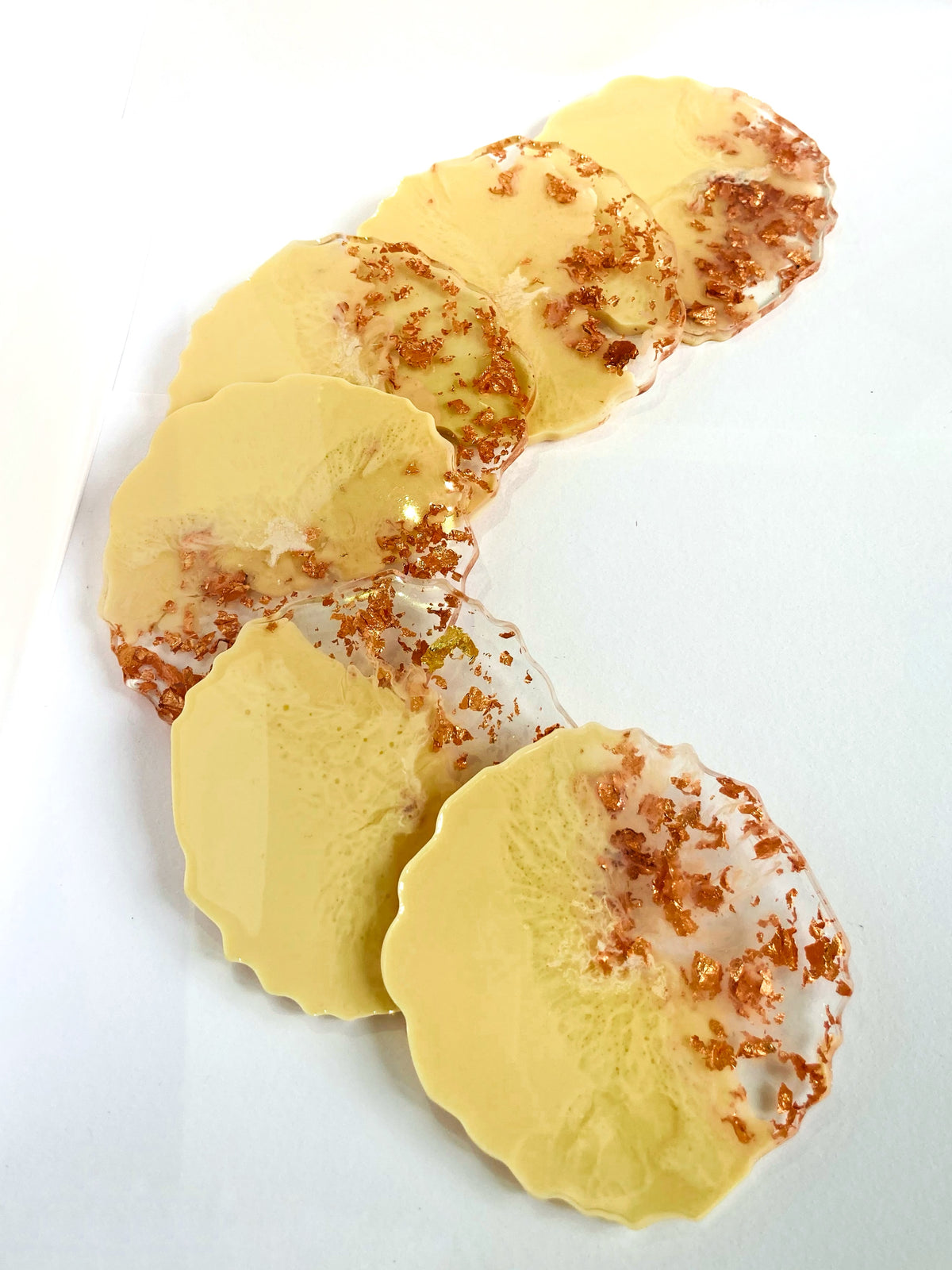Cream & Rose Gold Ombre Resin Coasters – handmade product view 4