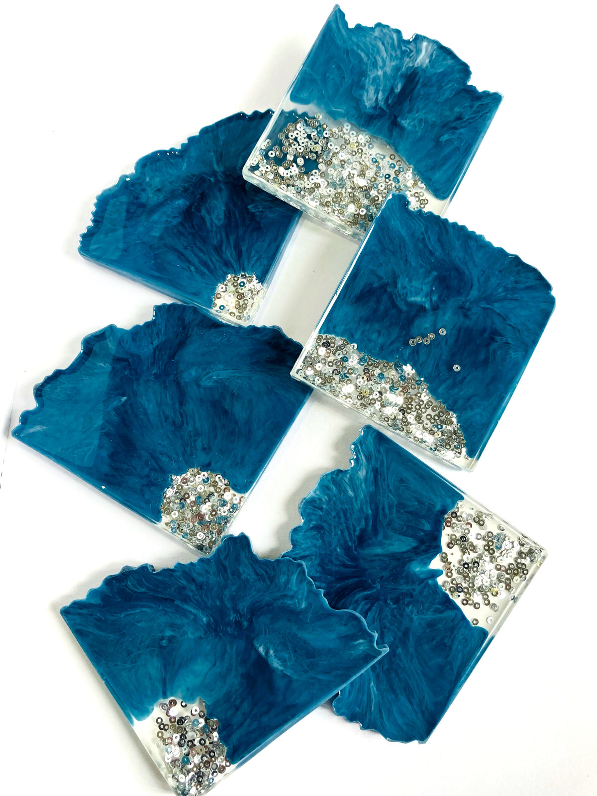 Blue & Silver Resin Coasters – handmade product view 7