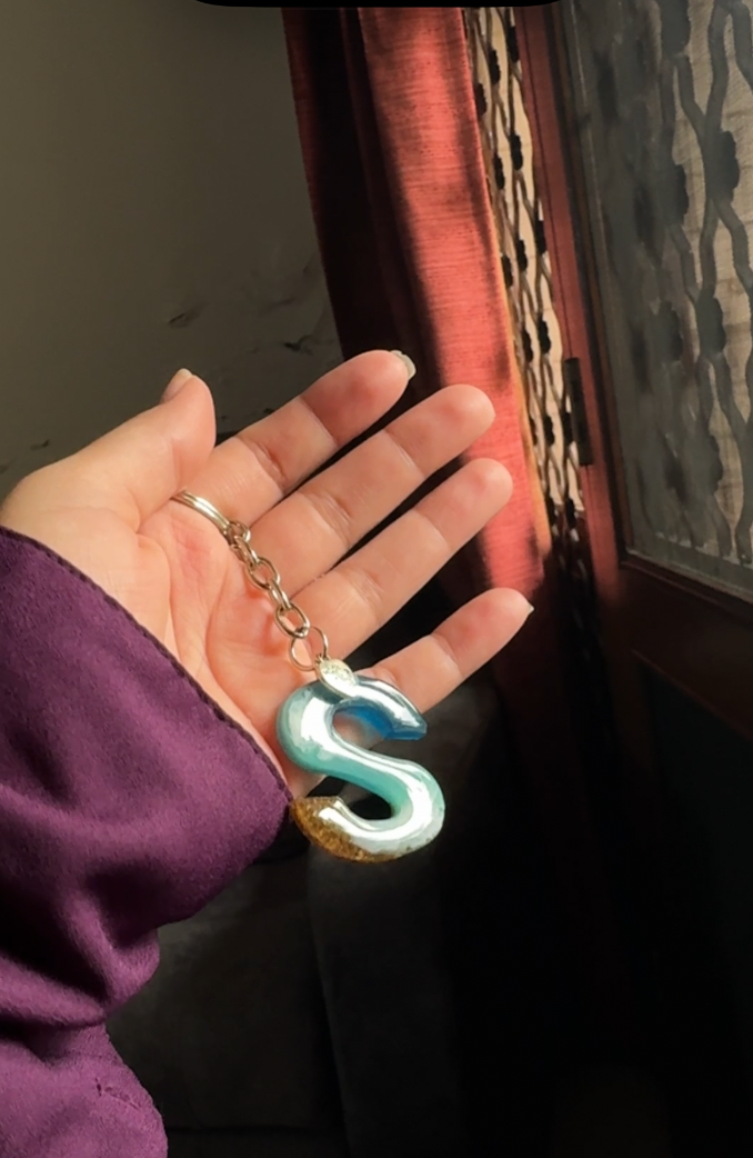 Personalised Resin Initial Keychain