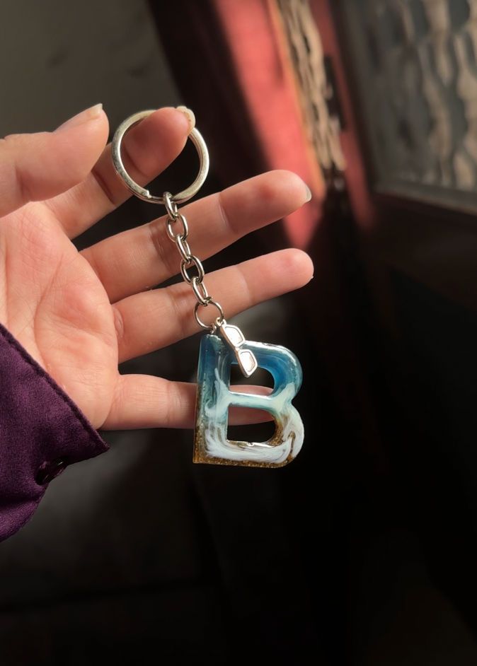 Personalised Resin Initial Keychain