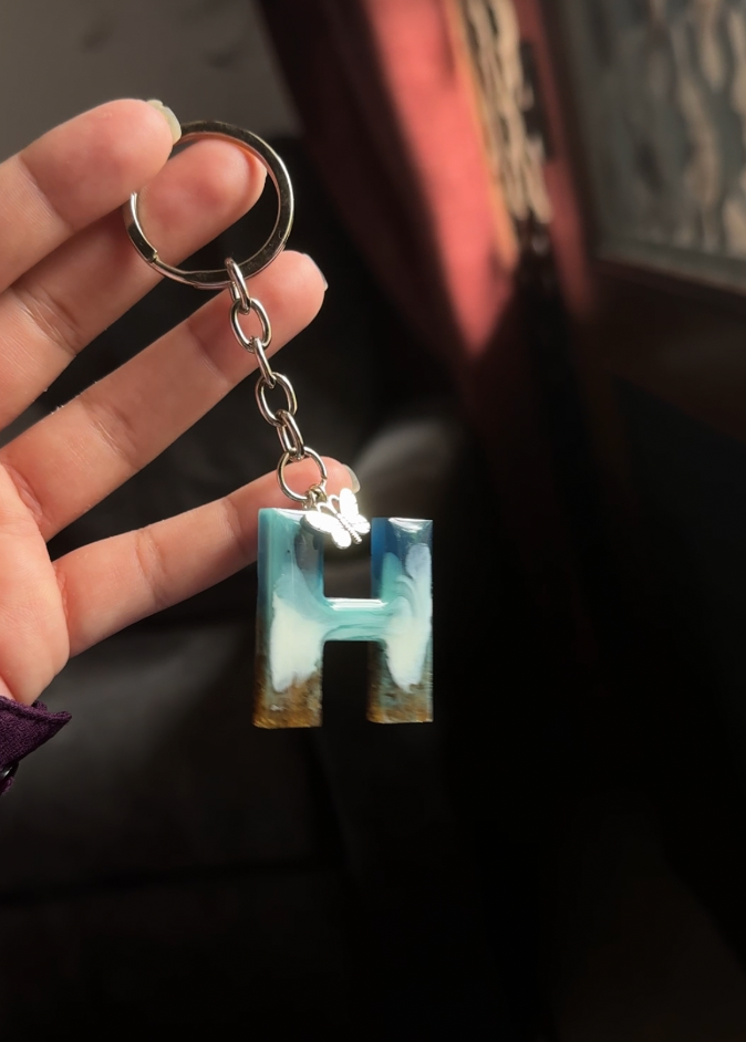 Personalised Resin Initial Keychain