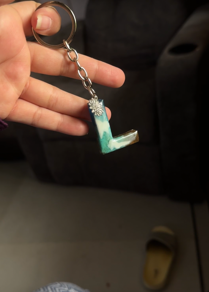 Personalised Resin Initial Keychain