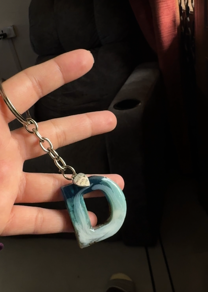 Personalised Resin Initial Keychain