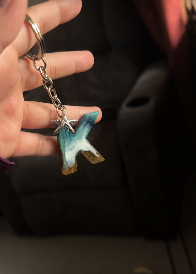 Personalised Resin Initial Keychain
