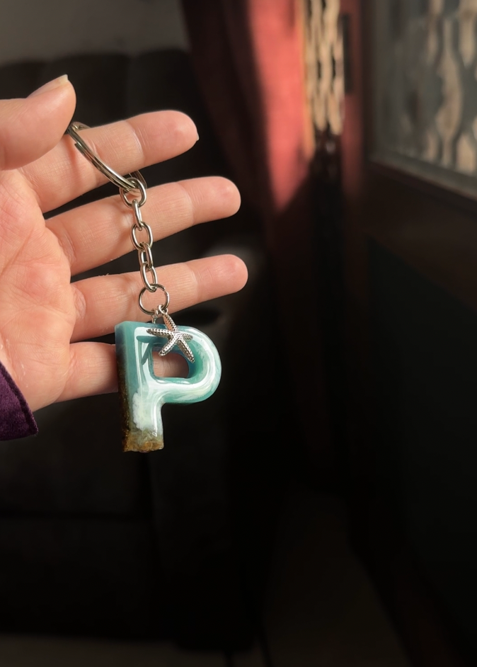 Personalised Resin Initial Keychain