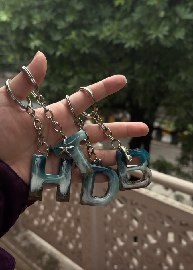 Personalised Resin Initial Keychain