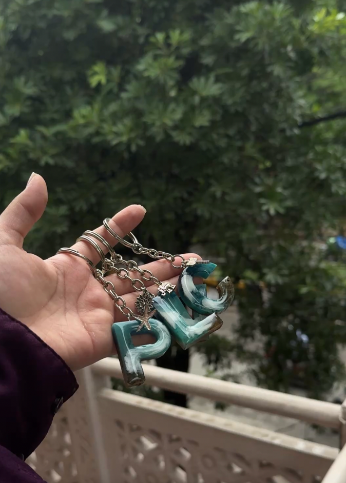 Personalised Resin Initial Keychain