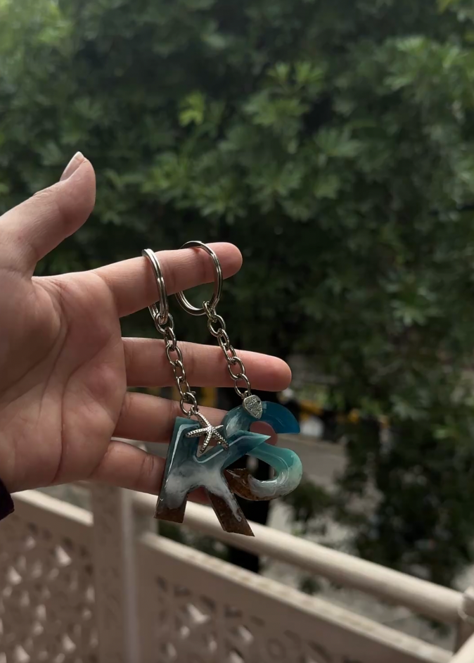Personalised Resin Initial Keychain