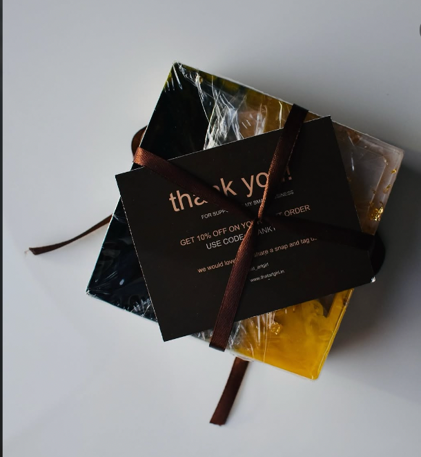 Bumble Bee Yellow & Black Resin Coasters – handmade product view 6