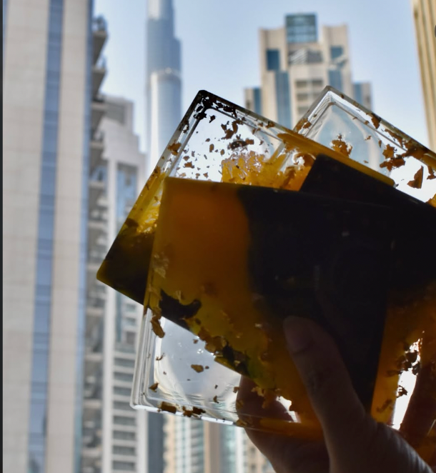Bumble Bee Yellow & Black Resin Coasters – handmade product view 7