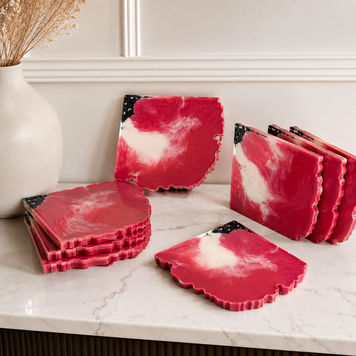 Pink Candy Resin Coasters – handmade product view 3