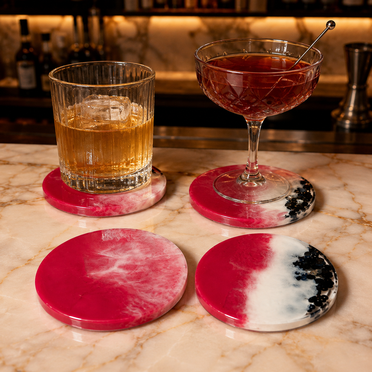 Pink Candy Resin Coasters – handmade product view 8