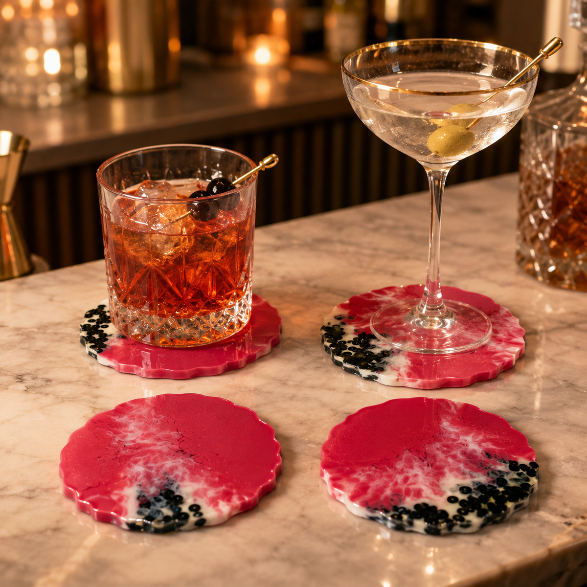 Pink Candy Resin Coasters – handmade product view 10