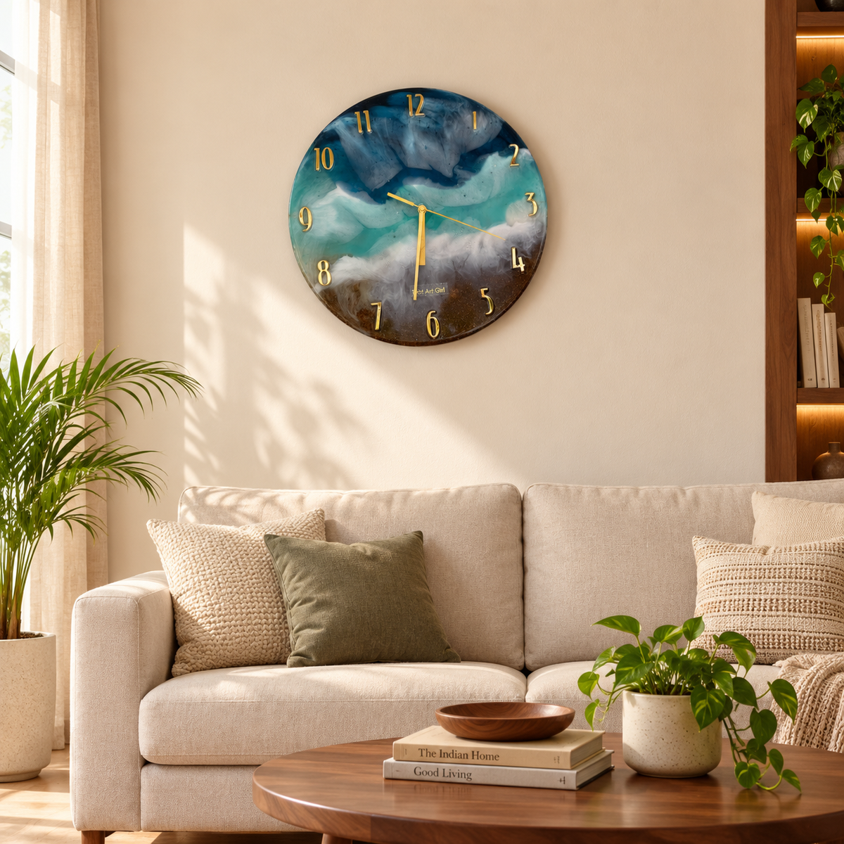 Ocean Handmade Resin Wall Clock
