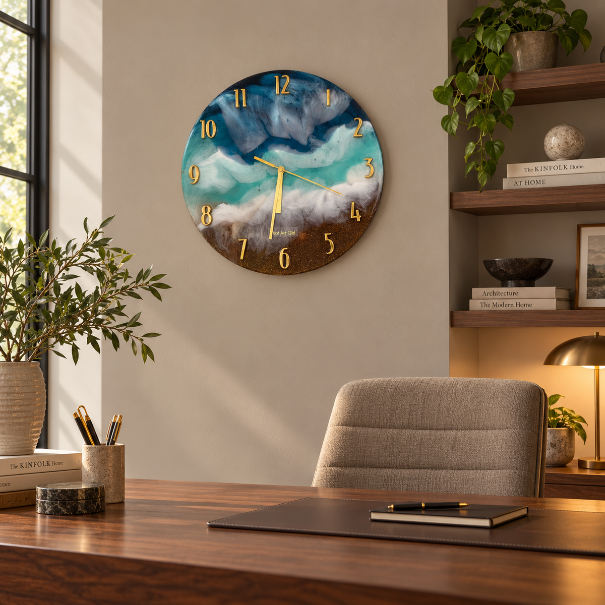 Ocean Handmade Resin Wall Clock