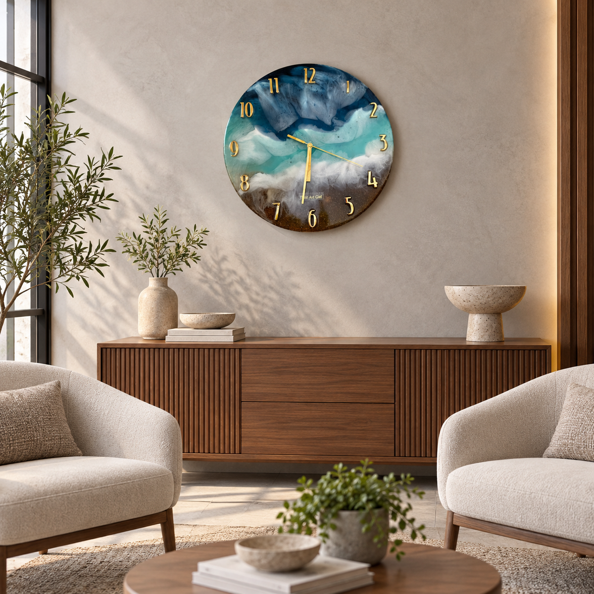 Ocean Handmade Resin Wall Clock