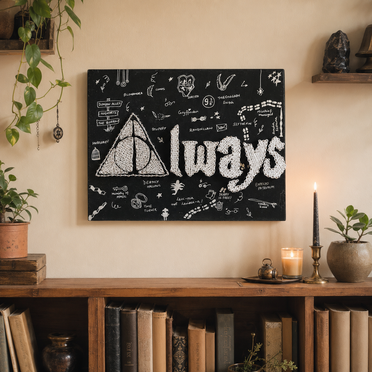 Always Handmade String Art – Wizard-Inspired 12x16" – handmade product view 3