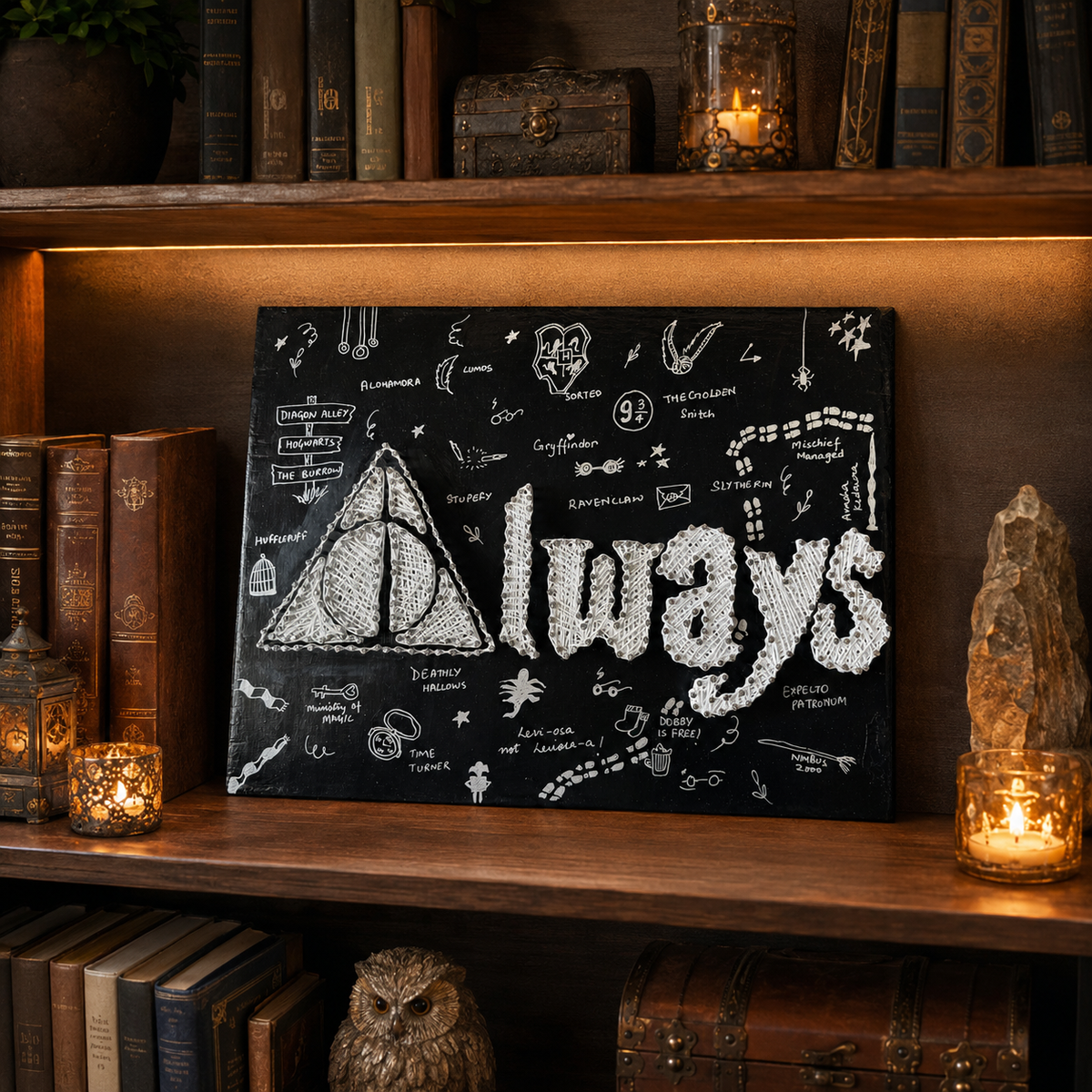 Always Handmade String Art – Wizard-Inspired 12x16" – handmade product view 4