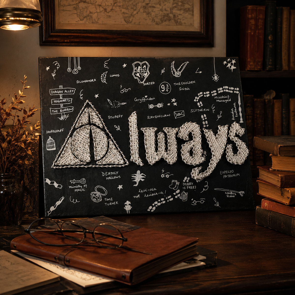 Always Handmade String Art – Wizard-Inspired 12x16" – handmade product view 6