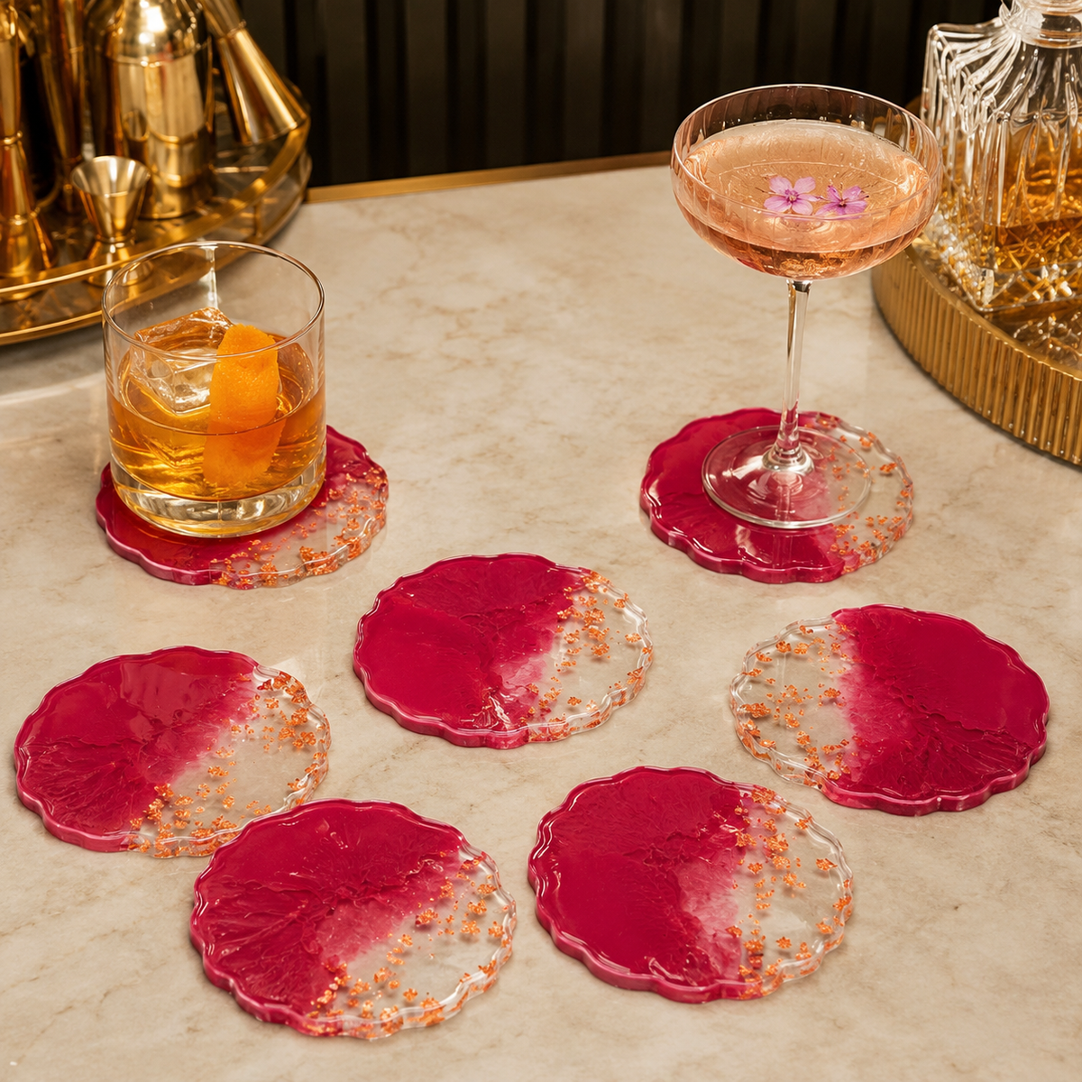 Red Ombre Coasters - Set of 6 – handmade product view 6