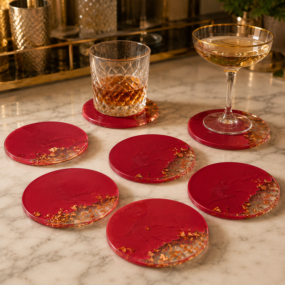 Red Ombre Coasters - Set of 6 – handmade product view 8