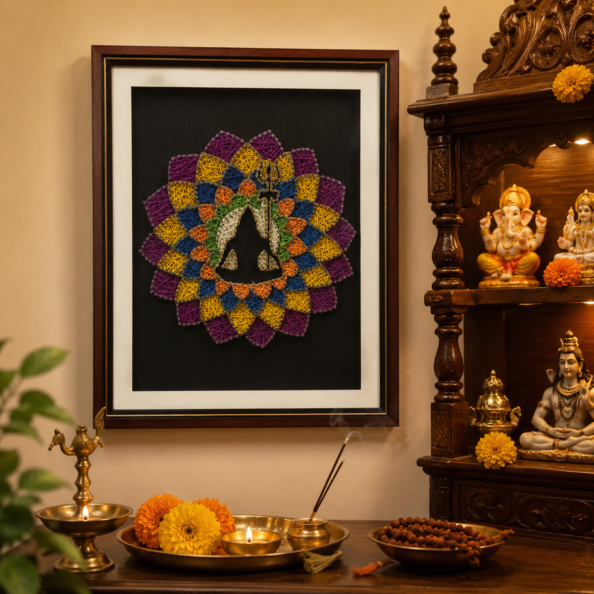 Shiv ji Mandala Framed String Art – handmade product view 2