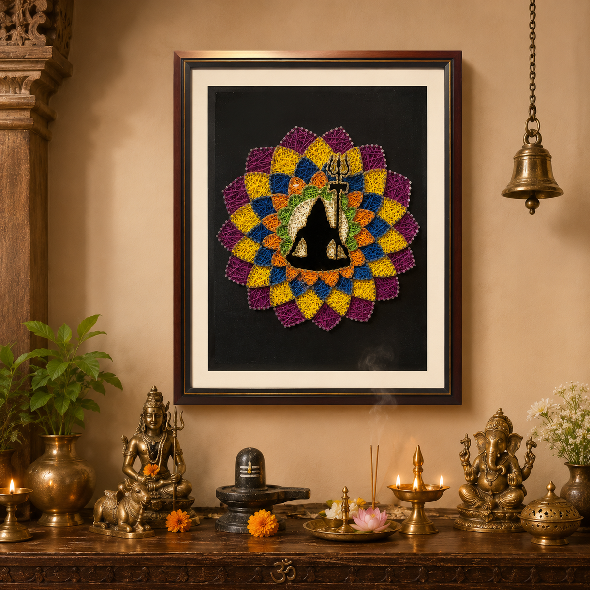 Shiv ji Mandala Framed String Art – handmade product view 3